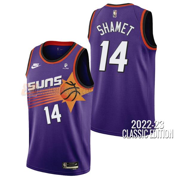 maillot landry shamet phoenix suns de 14 homme mauve classic edition 2023