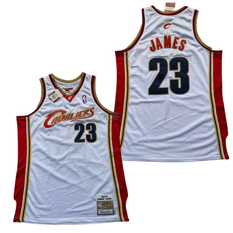 maillot lebron james cleveland cavaliers de 23 homme blanc retro