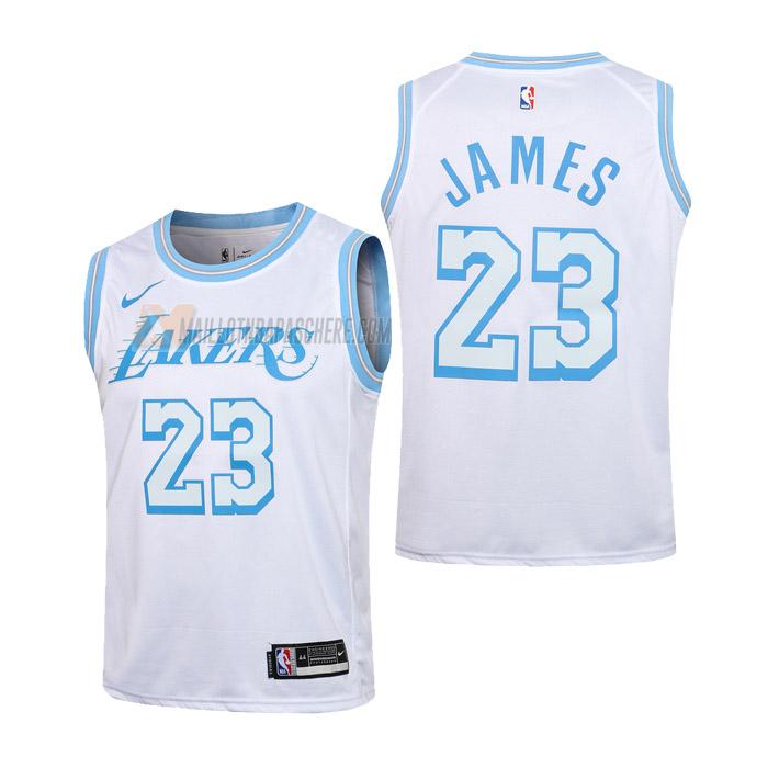 maillot lebron james los angeles lakers de 23 enfant blanc city edition 2021