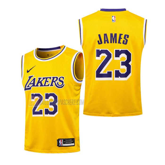 maillot lebron james los angeles lakers de 23 enfant jaune icon edition 2021