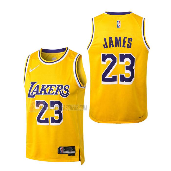 maillot lebron james los angeles lakers de 23 enfant jaune icon edition 2022