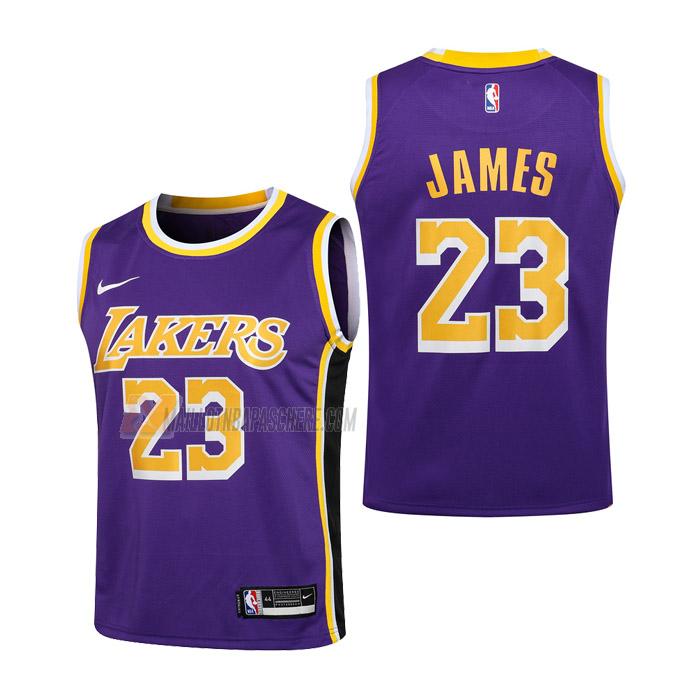 maillot lebron james los angeles lakers de 23 enfant mauve statement edition 2020