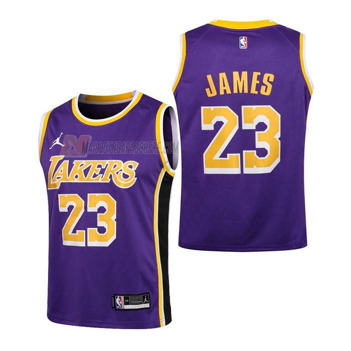 maillot lebron james los angeles lakers de 23 enfant mauve statement edition 2021