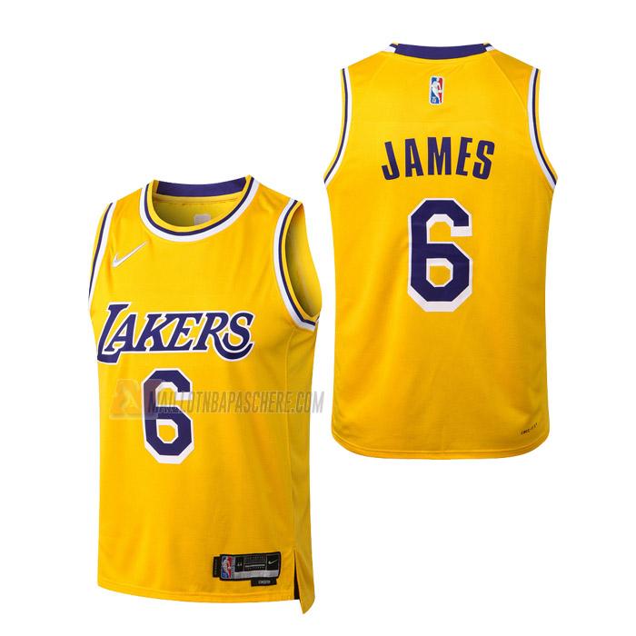 maillot lebron james los angeles lakers de 6 enfant jaune icon edition 2022