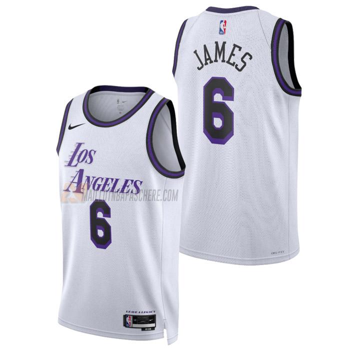 maillot lebron james los angeles lakers de 6 homme blanc city edition 2023