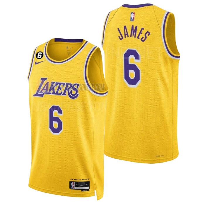 maillot lebron james los angeles lakers de 6 homme jaune icon edition 2023