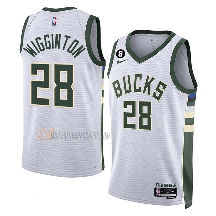 maillot lindell wigginton milwaukee bucks de 28 homme blanc association edition 2023