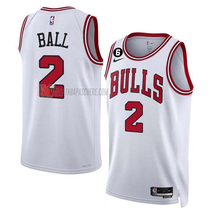 maillot lonzo ball chicago bulls de 2 homme blanc association edition 2023