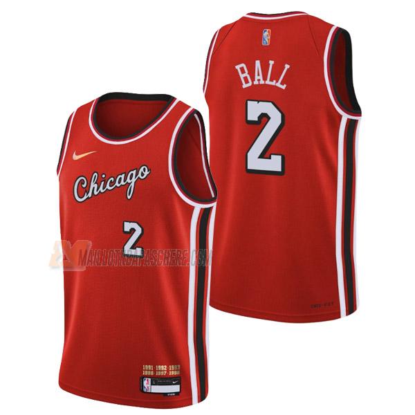 maillot lonzo ball chicago bulls de 2 homme rouge city edition 2022