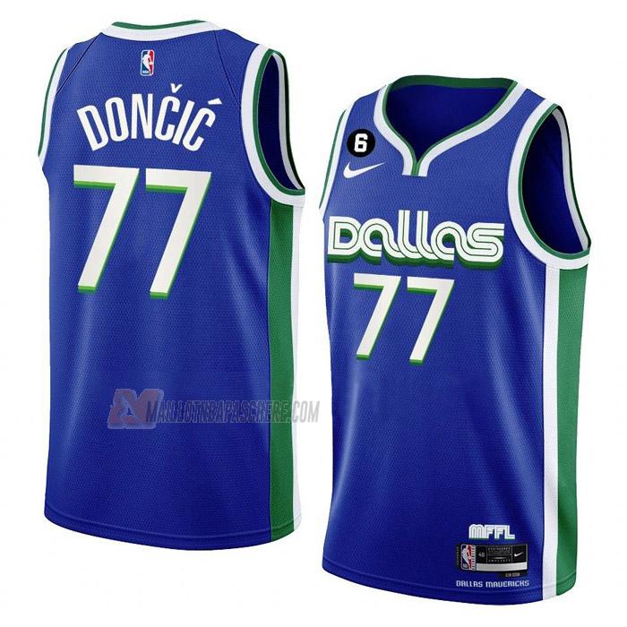 maillot luka doncic dallas mavericks de 77 homme bleu city edition 2023