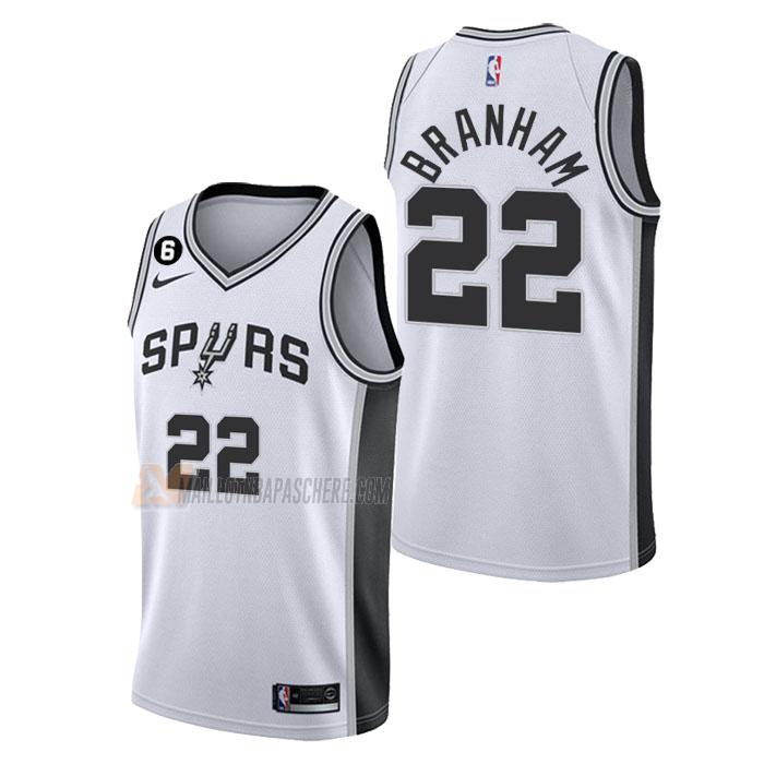 maillot malaki branham san antonio spurs de 22 homme blanc association edition 2023