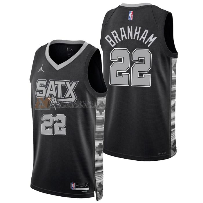 maillot malaki branham san antonio spurs de 22 homme noir statement edition 2023