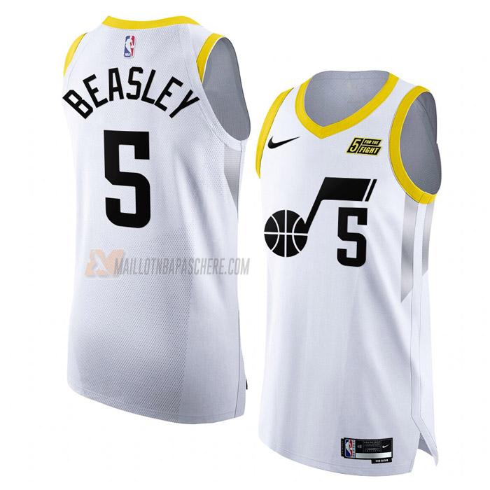 maillot malik beasley utah jazz de 5 homme blanc association edition 2023