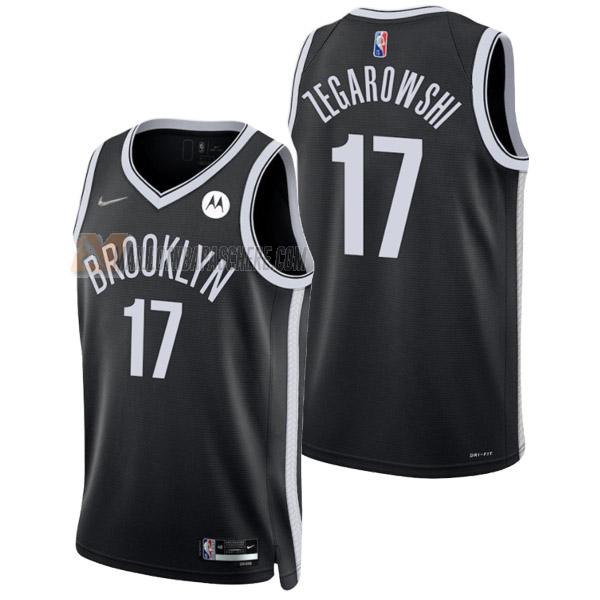 maillot marcus zegarowski brooklyn nets de 17 homme noir icon edition 2022