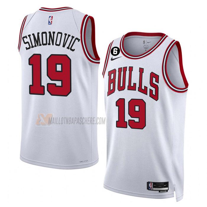 maillot marko simonovic chicago bulls de 19 homme blanc association edition 2023