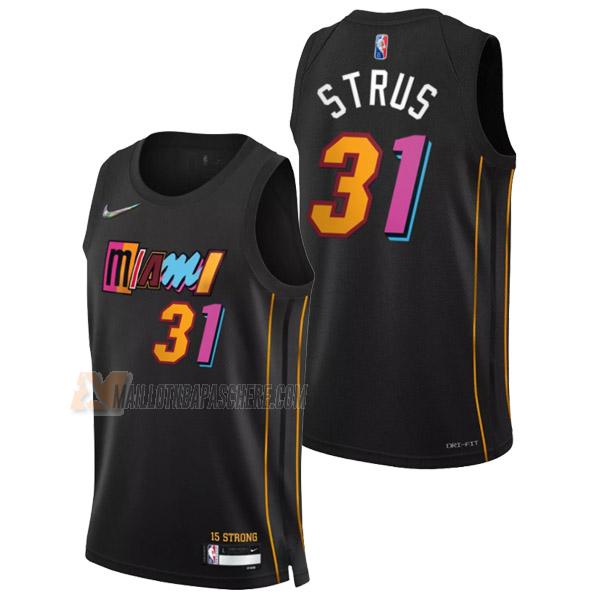 maillot max strus miami heat de 31 homme noir city edition 2022