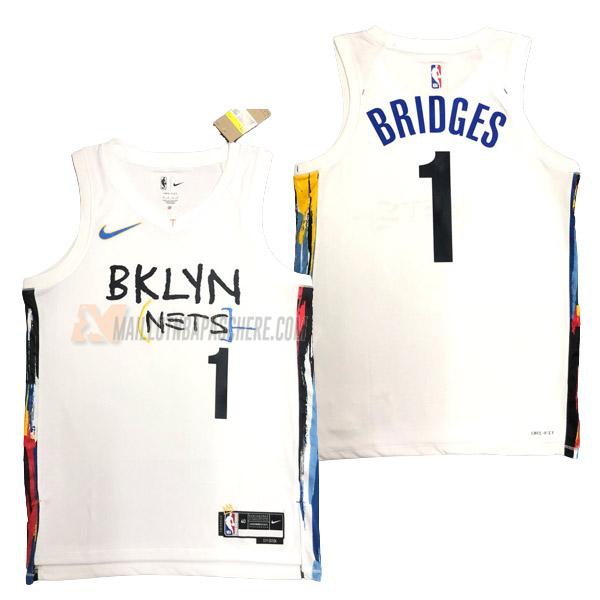 maillot mikal bridges brooklyn nets de 1 homme blanc city edition 2023