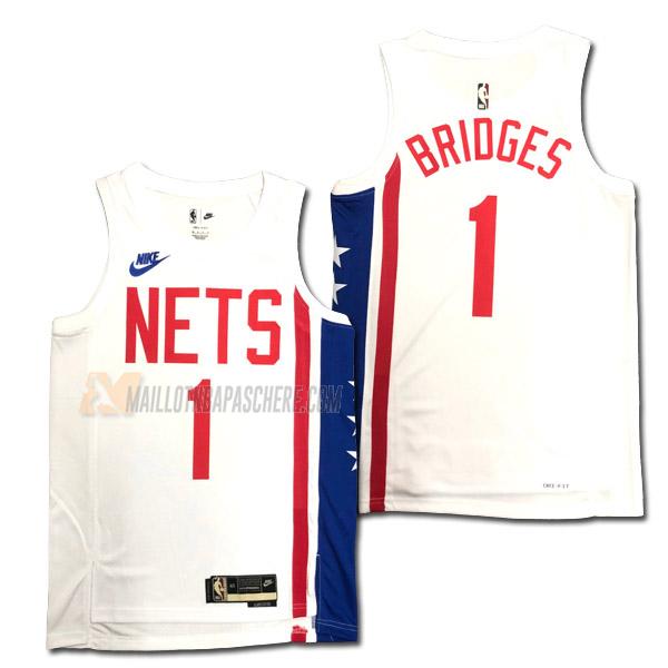 maillot mikal bridges brooklyn nets de 1 homme blanc classic edition 2023