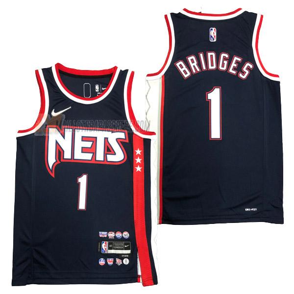 maillot mikal bridges brooklyn nets de 1 homme bleu city edition 2022