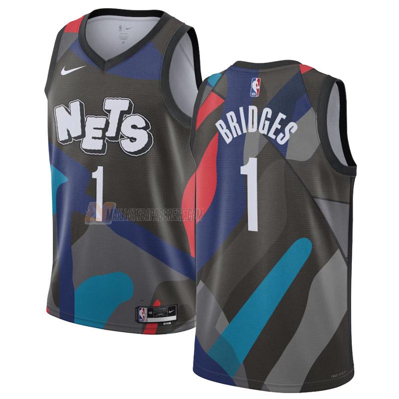 maillot mikal bridges brooklyn nets de 1 homme noir city edition 2023-24