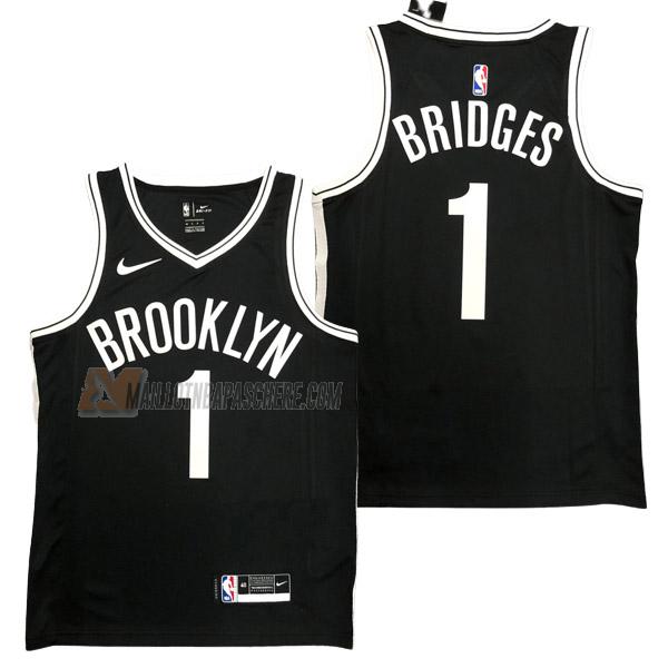 maillot mikal bridges brooklyn nets de 1 homme noir icon edition 2023