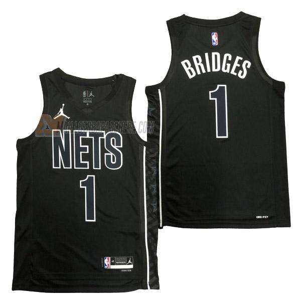 maillot mikal bridges brooklyn nets de 1 homme noir statement edition 2023