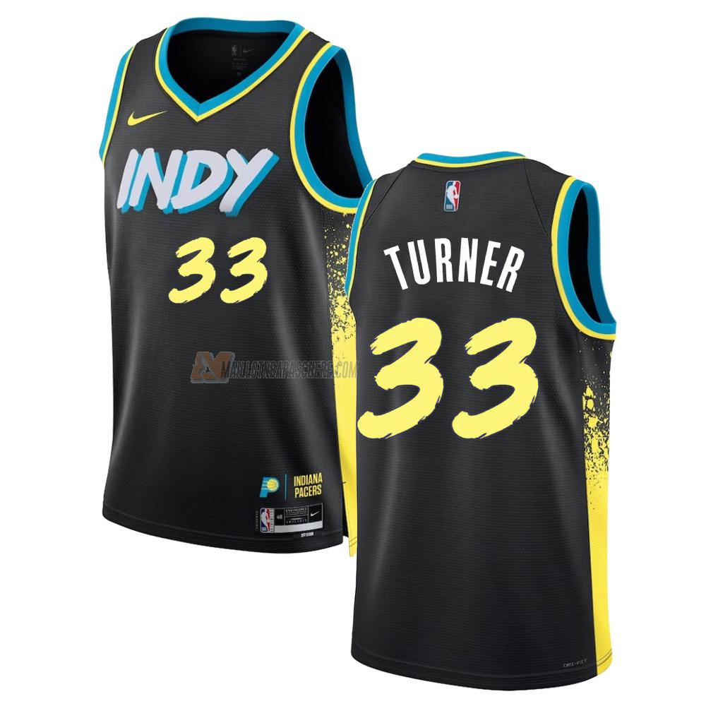 maillot myles turner indiana pacers de 33 homme noir city edition 2023-24