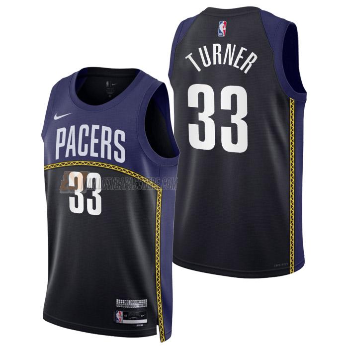 maillot myles turner indiana pacers de 33 homme noir city edition 2023