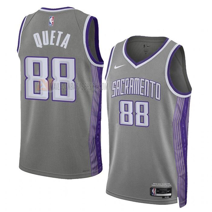 maillot neemias queta sacramento kings de 88 homme gris city edition 2023