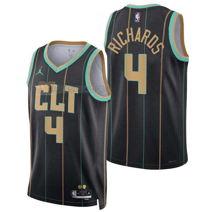 maillot nick richards charlotte hornets de 4 homme noir city edition 2023