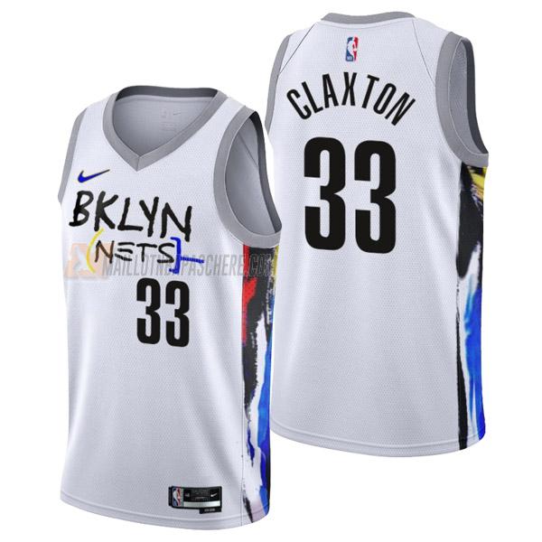 maillot nicolas claxton brooklyn nets de 33 homme blanc city edition 2023