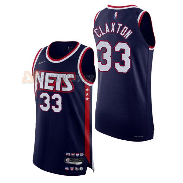 maillot nicolas claxton brooklyn nets de 33 homme bleu marine city edition 2022