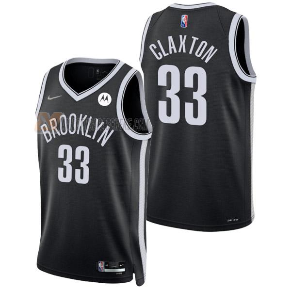 maillot nicolas claxton brooklyn nets de 33 homme noir icon edition 2022