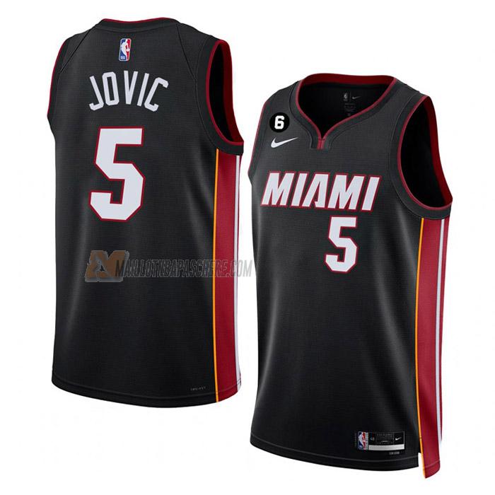 maillot nikola jovic miami heat de 5 homme noir icon edition 2023