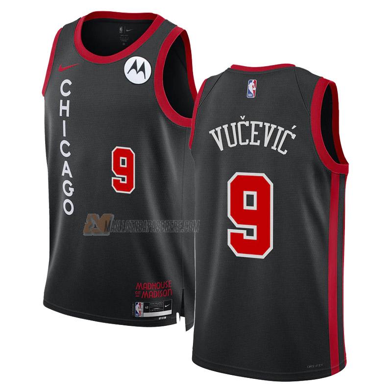 maillot nikola vucevic chicago bulls de 9 homme noir city edition 2023-24