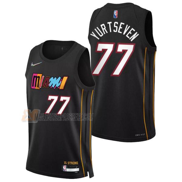 maillot omer yurtseven miami heat de 77 homme noir city edition 2022