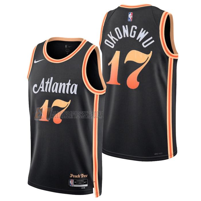 maillot onyeka okongwu atlanta hawks de 17 homme noir city edition 2023