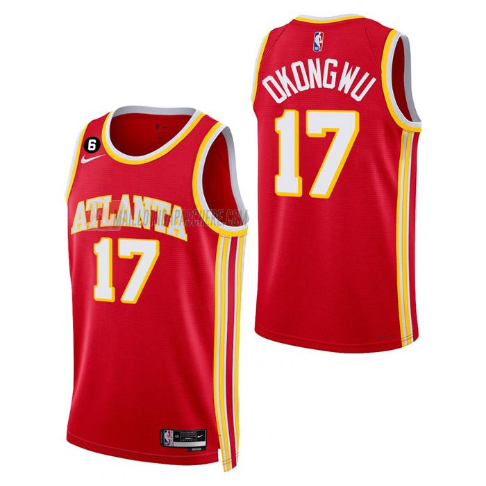 maillot onyeka okongwu atlanta hawks de 17 homme rouge icon edition 2023