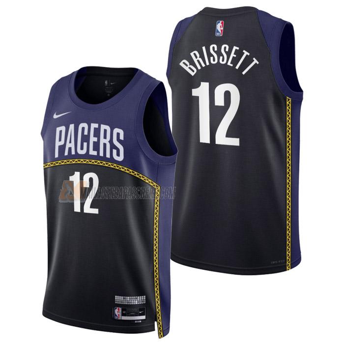 maillot oshae brissett indiana pacers de 12 homme noir city edition 2023