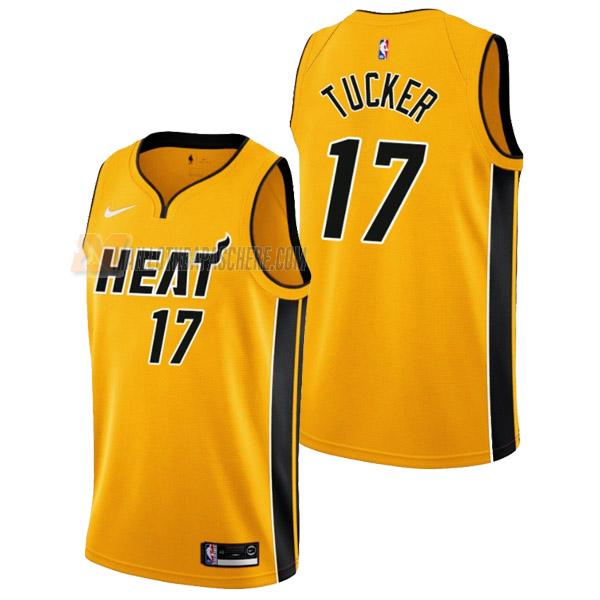 maillot p.j. tucker miami heat de 17 homme jaune earned edition 2022