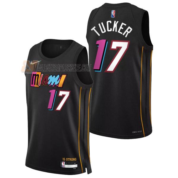 maillot p.j. tucker miami heat de 17 homme noir city edition 2022