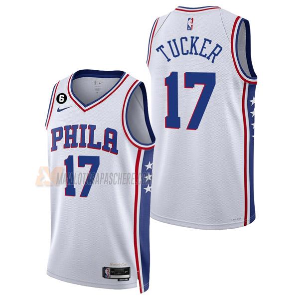 maillot p.j. tucker philadelphia 76ers de 17 homme blanc association edition 2023