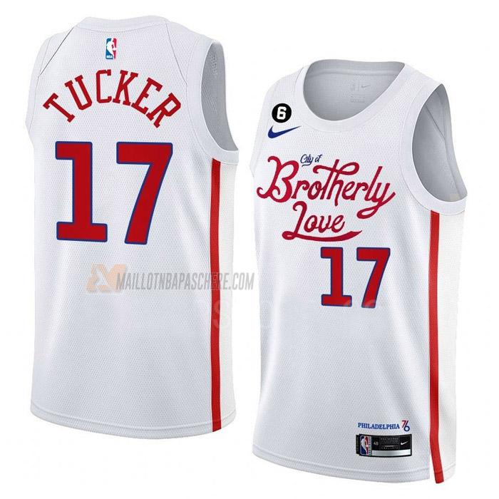 maillot p.j. tucker philadelphia 76ers de 17 homme blanc city edition 2023