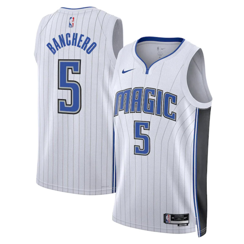 maillot paolo banchero orlando magic de 5 homme blanc association edition 2023