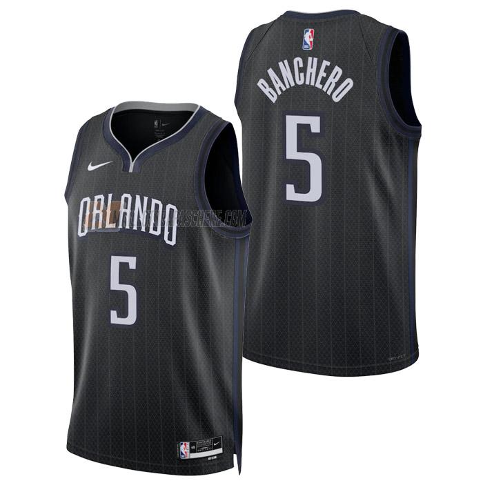 maillot paolo banchero orlando magic de 5 homme noir city edition 2023