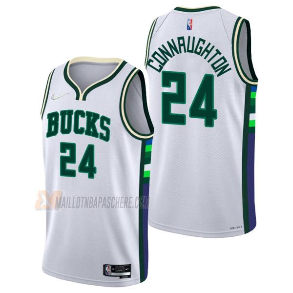 maillot pat connaughton milwaukee bucks de 24 homme blanc city edition 2022