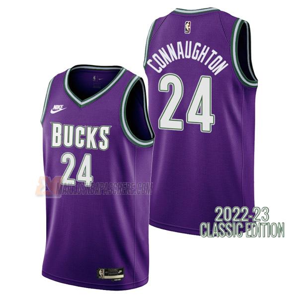 maillot pat connaughton milwaukee bucks de 24 homme mauve classic edition 2023