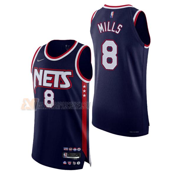 maillot patty mills brooklyn nets de 8 homme bleu marine city edition 2022