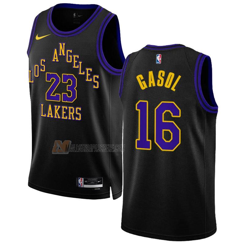 maillot pau gasol los angeles lakers de 16 homme noir city edition 2023-24