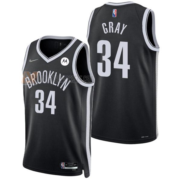 maillot raiquan gray brooklyn nets de 34 homme noir icon edition 2022